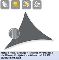 Sunnylaxx háromszög napvitorla, vízálló, 95% UV-védelem, antracit - 3x3x3 m 2