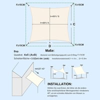 Vela de umbră dreptunghiulară impermeabilă Sunnylaxx, protecție UV 95%, gri, 4 x 5 m, copertină pentru grădină și exterior 5
