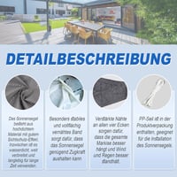 Sunnylaxx Téglalap Napvitorla 3x4m Antracit UV Védelem Kültéri Árnyékolás 4