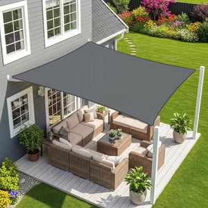 Sunnylaxx Velă de umbră dreptunghiulară impermeabilă pentru exterior cu protecție UV de 95%, culoare antracit, 3 x 4 m, parasolar de grădină