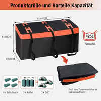 Sunorchid Vonóhorog Tetőbox 425L Vízálló Összecsukható Utazási Szállítódoboz 3