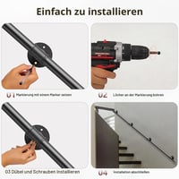 Balustradă galvanizată Sunowl de 3 m pentru scări, utilizare în interior și exterior, mâner antiderapant pentru bucătărie, baie, grădină, scări 4