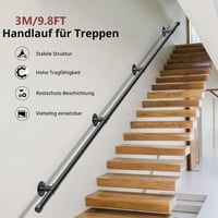 Balustradă galvanizată Sunowl de 3 m pentru scări, utilizare în interior și exterior, mâner antiderapant pentru bucătărie, baie, grădină, scări 2