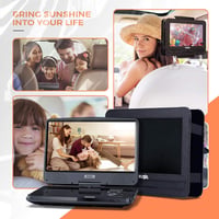 SUNPIN 12,5" Hordozható DVD Lejátszó HD Forgatható Kijelzővel, 6 Órás Akkumulátorral, TV/USB/SD Támogatással, Autós Fejtámlára Rögzíthető 6