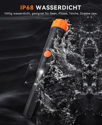 Sunpow IP68 Fémkereső Pinpointer - Teljesen Vízálló, 360°-os Keresés, 3 Üzemmód (Rezgés/Hang), Övtartóval, 9V Elemmel, 11cm Érzékelési Mélys 5