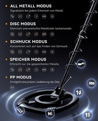 SUNPOW Professzionális Fémkereső 5 Módú DSP Chipkel, Vízálló 30cm Tekercs, 2 LCD Kijelző 4