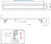 Sunrik 60 cm-es zuhanycsatorna rozsdamentes acél, lapos, teljes szifon szett 7