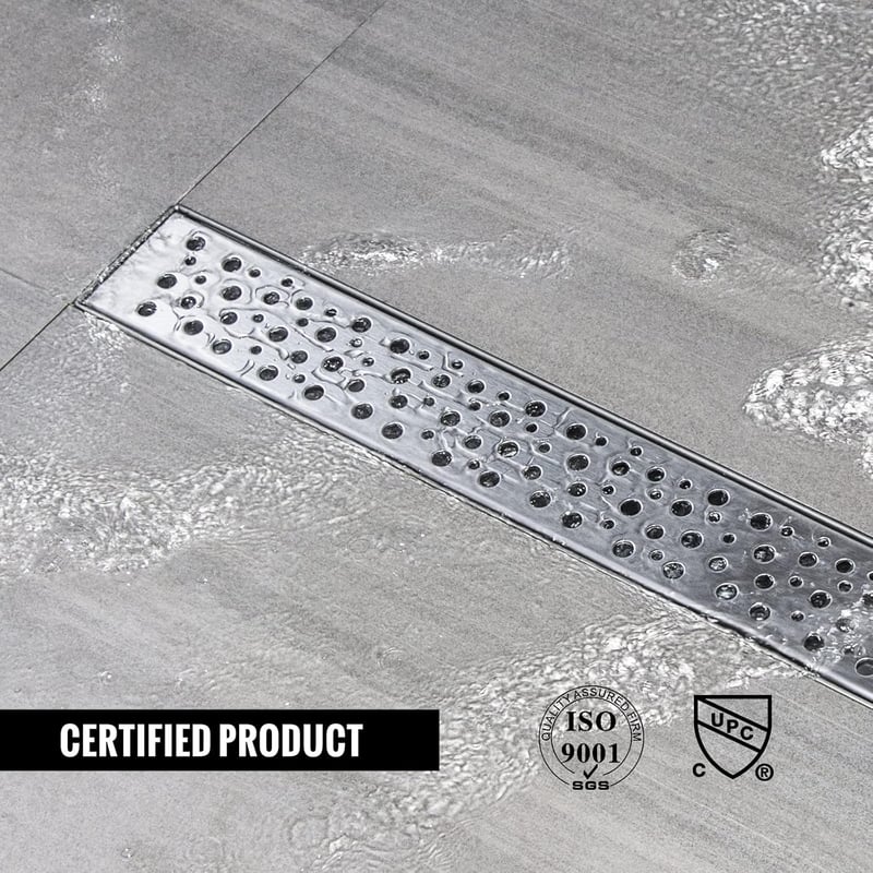 Sunrik 60 cm Rozsdamentes Zuhanyfolyóka Siphonnal és Szűrővel