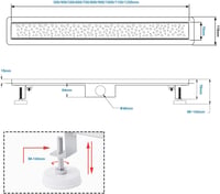 Sunrik 60 cm Rozsdamentes Zuhanyfolyóka Siphonnal és Szűrővel 7