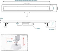 Sunrik 80 cm fekete zuhanylefolyó rozsdamentes acél teljes szett szifonnal 6