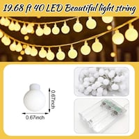 Sunshine smile 6m 40 LED meleg fehér gömb fényfüzér, beltéri kültéri dekoráció 2