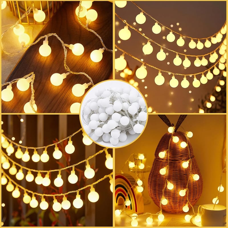 Sunshine smile 6m 40 LED meleg fehér gömb fényfüzér, beltéri kültéri dekoráció