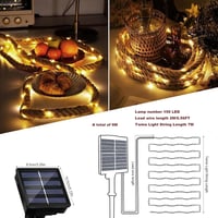 Sunshine smile 7m napelemes kötél lámpa 150 LED meleg fehér kültéri 2