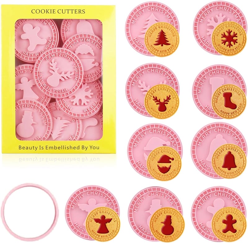 Sunshine smile 9 részes karácsonyi süteménykiszúró készlet - 3D mintás keksz formák, fondant nyomda, gyerekeknek is, kézi mosás ajánlott