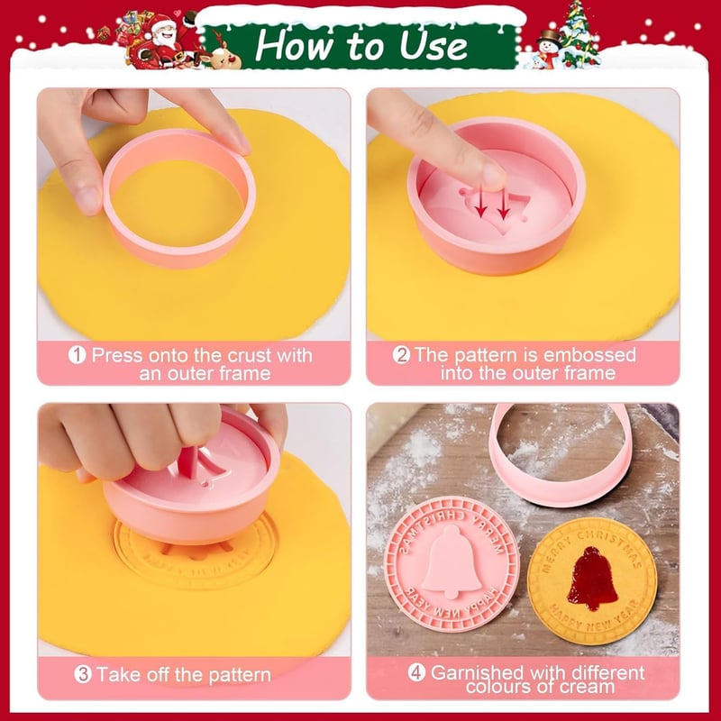 Sunshine smile 9 részes karácsonyi süteménykiszúró készlet - 3D mintás keksz formák, fondant nyomda, gyerekeknek is, kézi mosás ajánlott