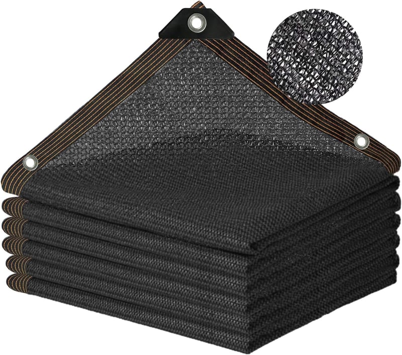 Sunshine smile Árnyékoló Háló 2,5x5m - 90% Fényvédelem, Fóliasátorhoz, Kerthez - Fekete HDPE Háló Fűzőszemekkel - Napvédő, Belátásgátló