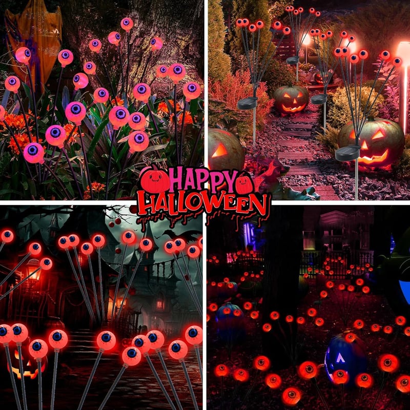 Sunshine smile Halloween napelemes kerti lámpa szett 2db LED szem dekoráció