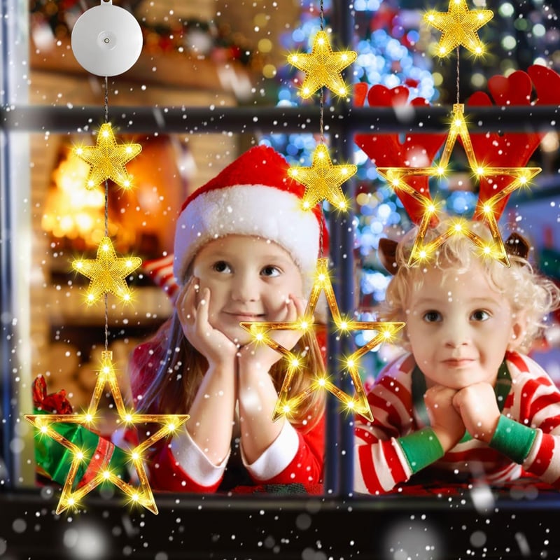 Sunshine smile LED csillag ablakdísz szett, 3 darabos függeszthető karácsonyi ablakvilágítás