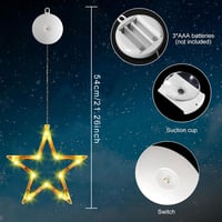 Sunshine smile LED csillag ablakdísz szett, 4 darabos függeszthető karácsonyi ablakvilágítás 2