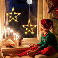 Sunshine smile LED csillag ablakdísz szett, 4 darabos függeszthető karácsonyi ablakvilágítás 6