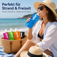 Sunshine smile Skladacia fľaša na vodu 6 ks, 500 ml, opakovane použiteľná, bez obsahu BPA, na outdoorové športy, cyklistiku, turistiku 5