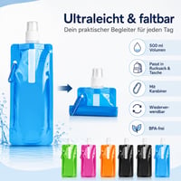 Sunshine smile Skladacia fľaša na vodu 6 ks, 500 ml, opakovane použiteľná, bez obsahu BPA, na outdoorové športy, cyklistiku, turistiku 3