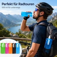 Sunshine smile Skladacia fľaša na vodu 6 ks, 500 ml, opakovane použiteľná, bez obsahu BPA, na outdoorové športy, cyklistiku, turistiku 4