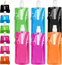Sunshine smile Skladacia fľaša na vodu 6 ks, 500 ml, opakovane použiteľná, bez obsahu BPA, na outdoorové športy, cyklistiku, turistiku 1