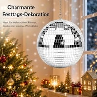 Sunshine Smile Zrkadlová disko guľa 25 cm, závesná, so samolepiacimi minizrkadielkami a háčikom, dekorácia s DJ svetelným efektom na párty 4