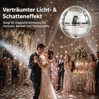 Sunshine Smile Zrkadlová disko guľa 25 cm, závesná, so samolepiacimi minizrkadielkami a háčikom, dekorácia s DJ svetelným efektom na párty 6