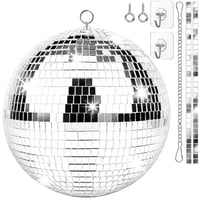 Sunshine Smile Zrkadlová disko guľa 25 cm, závesná, so samolepiacimi minizrkadielkami a háčikom, dekorácia s DJ svetelným efektom na párty 1