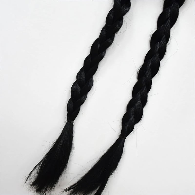 Perucă împletită neagră Wednesday Addams Sunshine Smile, pentru costum cosplay femei