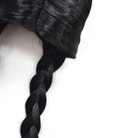 Perucă împletită neagră Wednesday Addams Sunshine Smile, pentru costum cosplay femei 4