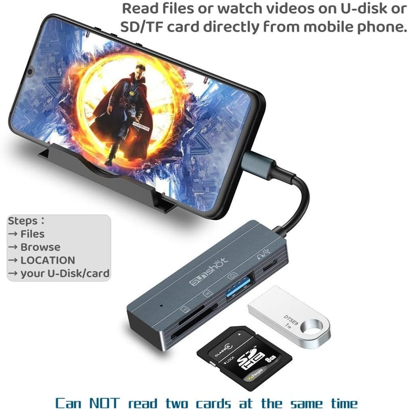 Sunshot 4az1-ben USB-C SD kártyaolvasó OTG adapter SDHC SDXC UHS-I