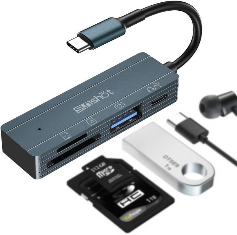 Sunshot 4az1-ben USB-C SD kártyaolvasó OTG adapter SDHC SDXC UHS-I