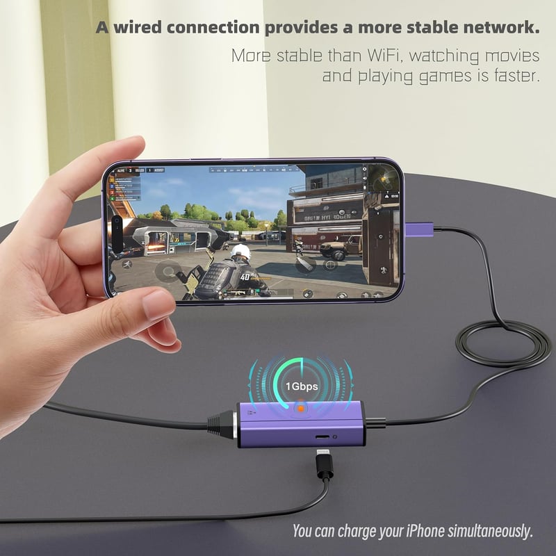 Sunshot Lightning Ethernet és Power Adapter 2in1 iPhone iPad iPod-hoz