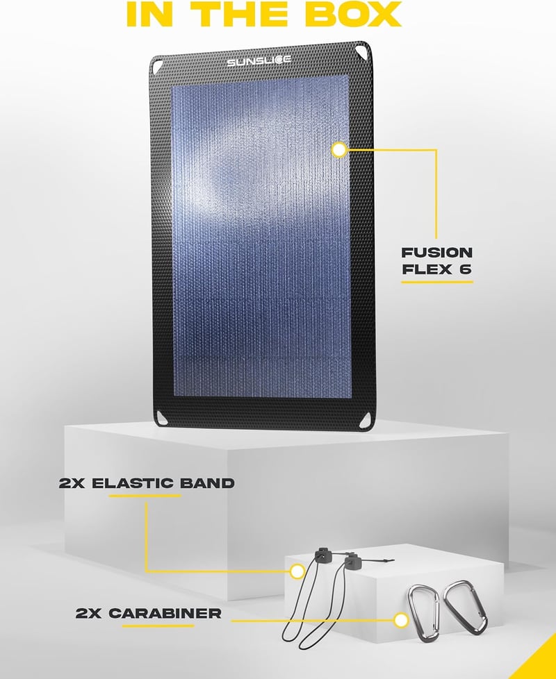 Sunslice 6W napelemes töltő vízálló USB porttal kempinghez