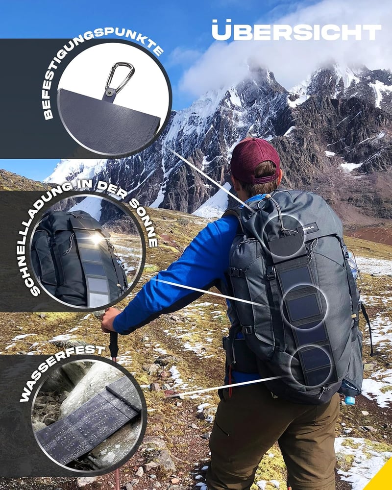 Sunslice Photon napelemes powerbank kék, hordozható telefontöltő kempinghez