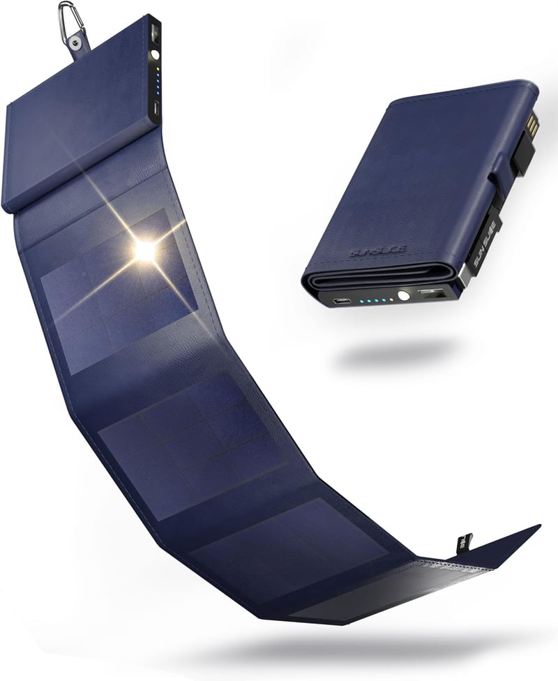 Sunslice Photon napelemes powerbank kék, hordozható telefontöltő kempinghez
