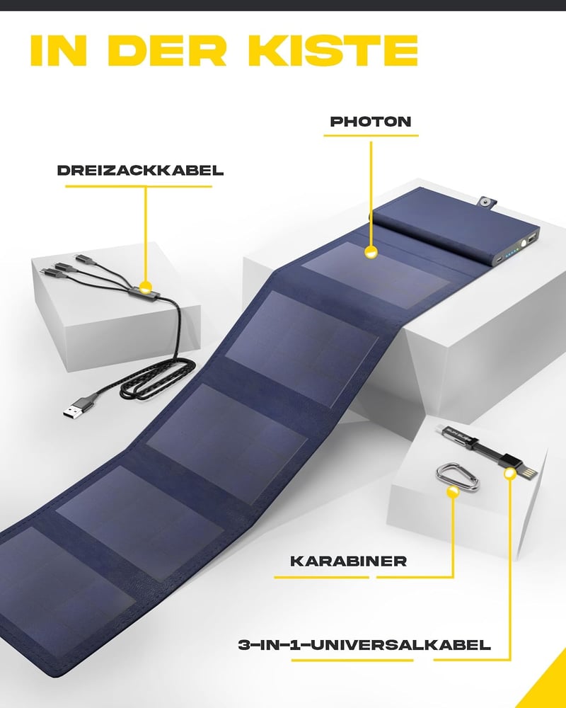 Sunslice Photon napelemes powerbank kék, hordozható telefontöltő kempinghez