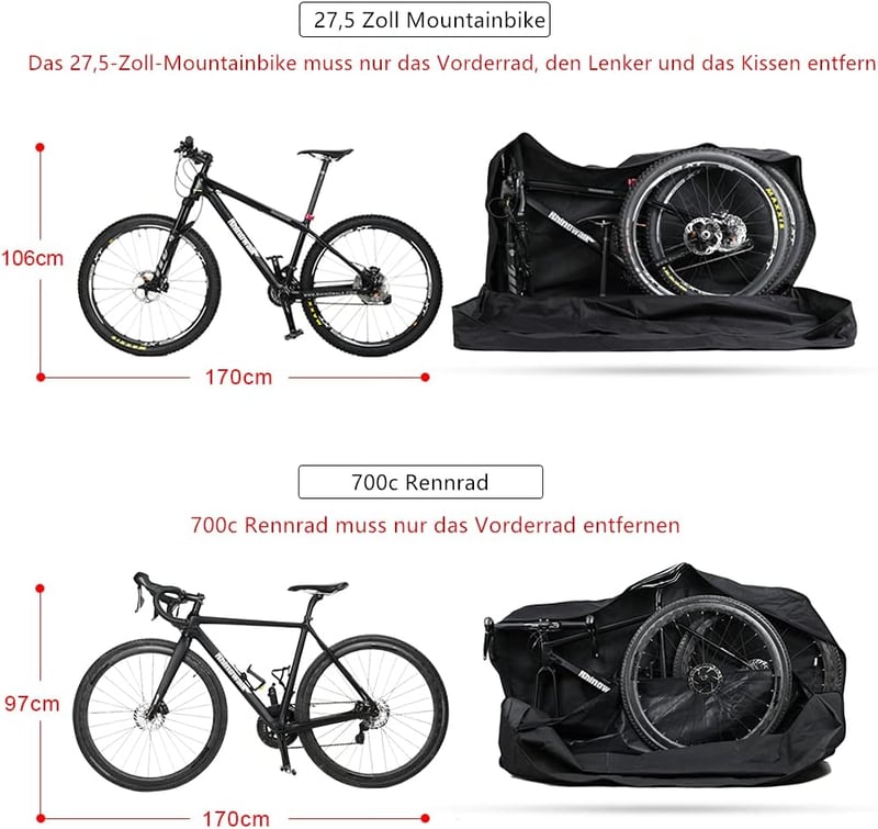SUNTTELF Kerékpár Szállítótáska 26-29 Hüvelykes Összecsukható MTB Országúti Kerékpárhoz