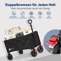 Sunula összecsukható kézikocsi 80L 100kg teherbirás fékes fekete - 80L Standard Reifen, Black 6