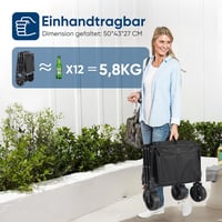 Sunula összecsukható kézikocsi 80L 100kg teherbirás fékes fekete - 80L Standard Reifen, Black 5
