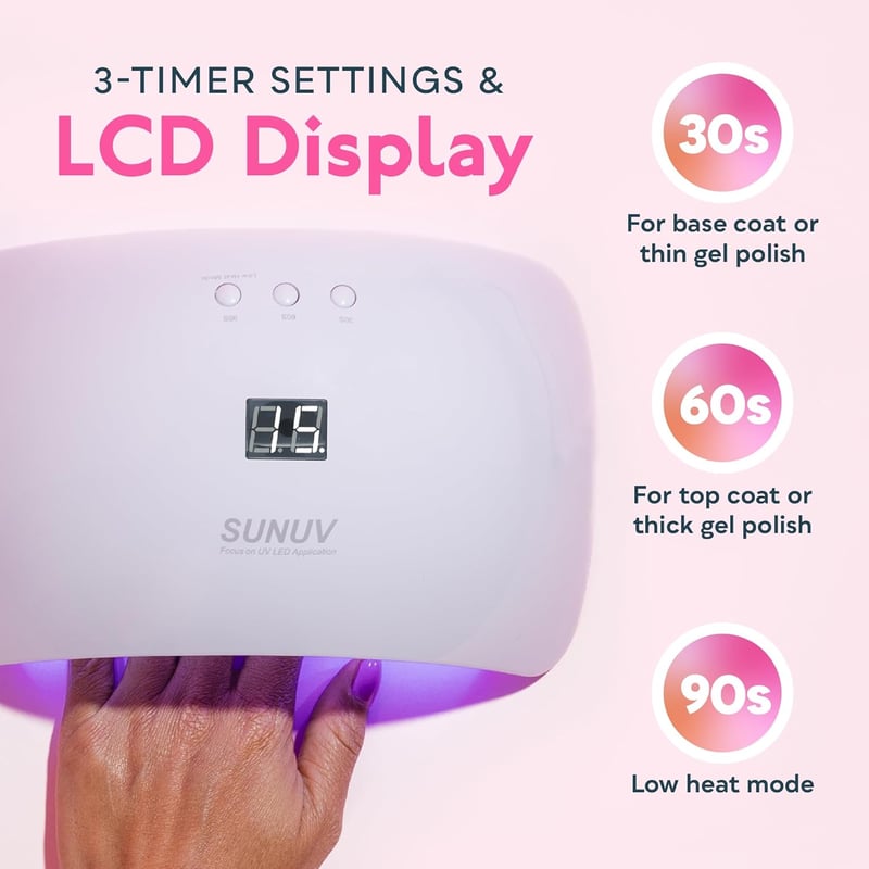 SUNUV UV LED Műköröm Lámpa 30/60/99 mp Időzítővel, Automata Infravörös Érzékelővel, LCD Kijelzővel - Otthoni és Szalonhasználatra