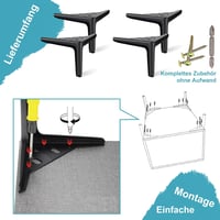 SunVFaFa fekete fém bútorláb 12 cm 4 db, rövid szekrényláb komódhoz oldalállványhoz éjjeliszekrényhez kanapéhoz 5