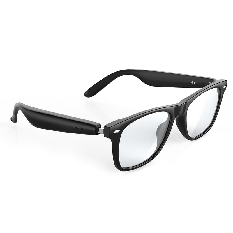 Inteligentné okuliare sunvito s Bluetooth reproduktorom a mikrofónom, UV ochranou a filtrom modrého svetla, hlasovým ovládaním, na vnútorné aj vonkajšie použitie, čierne
