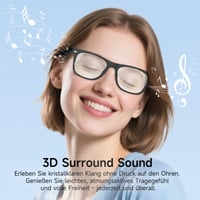 Inteligentné okuliare sunvito s Bluetooth reproduktorom a mikrofónom, UV ochranou a filtrom modrého svetla, hlasovým ovládaním, na vnútorné aj vonkajšie použitie, čierne 2