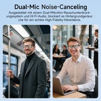 Inteligentné okuliare sunvito s Bluetooth reproduktorom a mikrofónom, UV ochranou a filtrom modrého svetla, hlasovým ovládaním, na vnútorné aj vonkajšie použitie, čierne 5