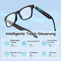 Inteligentné okuliare sunvito s Bluetooth reproduktorom a mikrofónom, UV ochranou a filtrom modrého svetla, hlasovým ovládaním, na vnútorné aj vonkajšie použitie, čierne 4