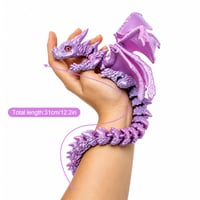 Sunviva 3D tlačený drak s krídlami 30 cm – Hračkársky drak s očami, pohyblivé figúrky pre deti 3